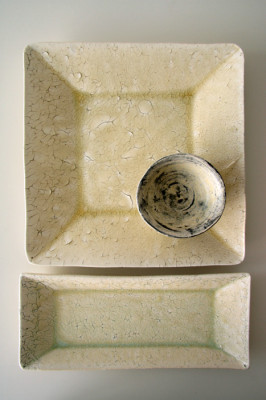 粉引角皿＆粉引長角皿