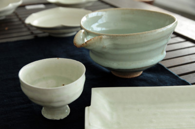 熊本象　青白唐津片口酒器＆白磁高杯　8,400円＆6,300円（税込）